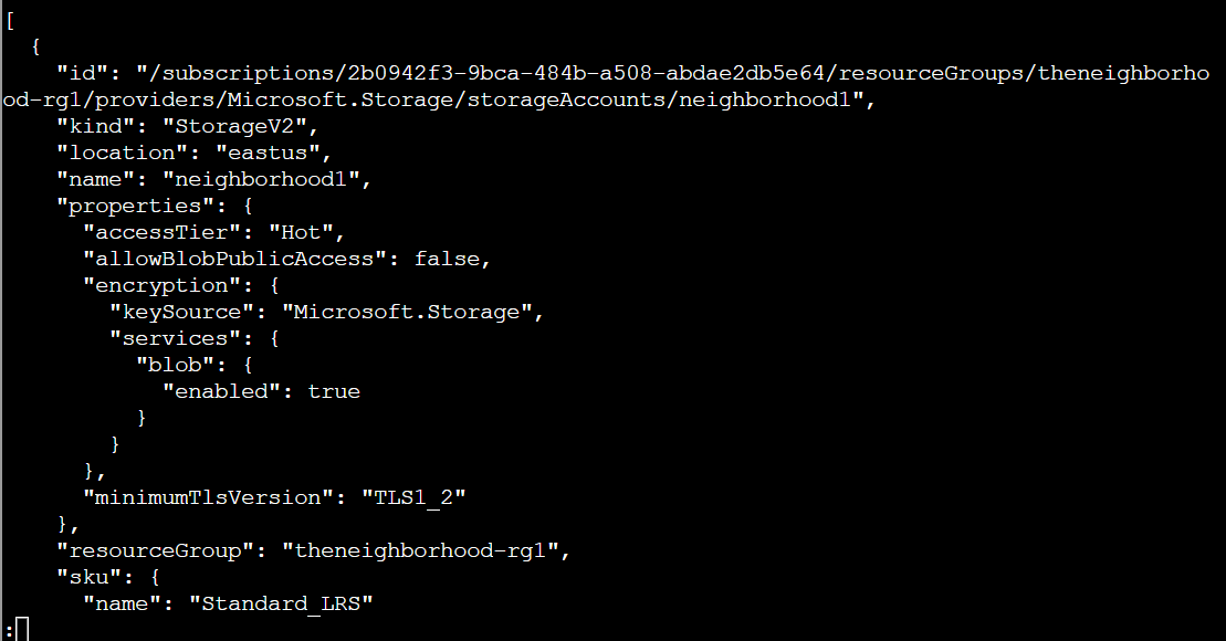 az storage account list | less