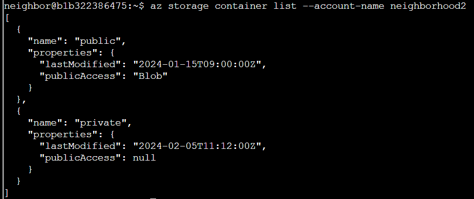 az storage container lists